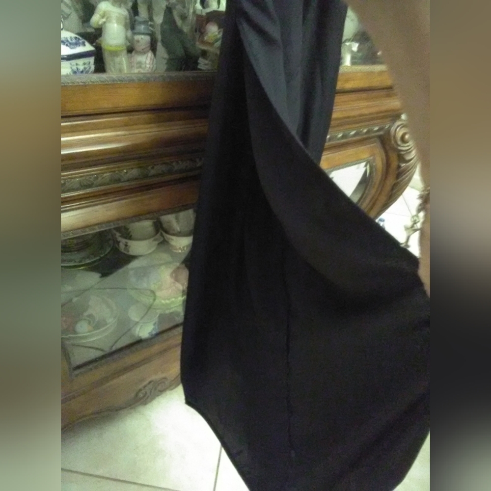 BNWT BLACK FREE PEOPLE PANTS SZ.LG SLITS UP BOTH SIDES WIDE LEG TASSEL DRAWSTRIN - Picture 2 of 10